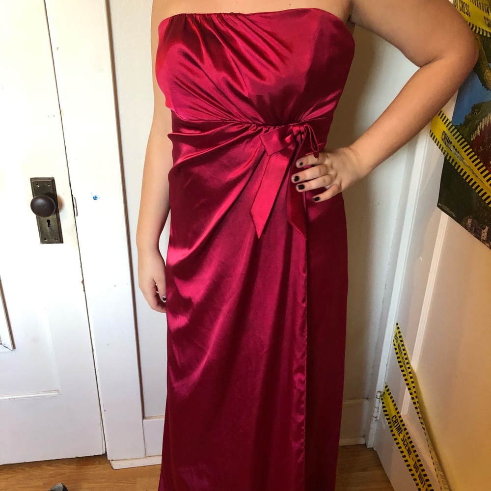 Red, silk prom dress